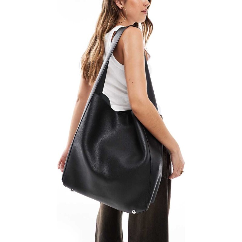 Glamorous slouch shoulder tote bag in black