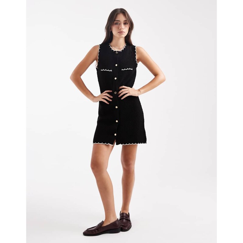 Miss Selfridge button down knit dress-Black