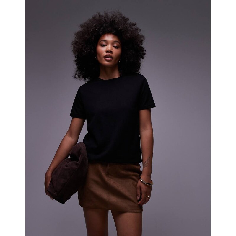Mango round neck t-shirt in black