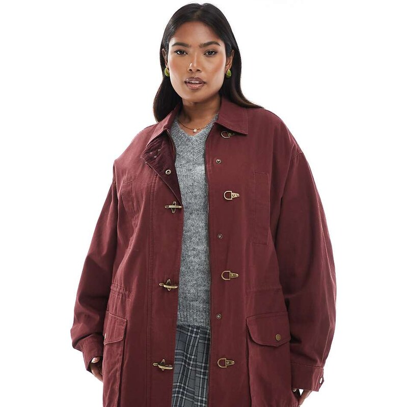 ASOS Curve ASOS DESIGN Curver lightweight parka in burgundy-No colour 108123006