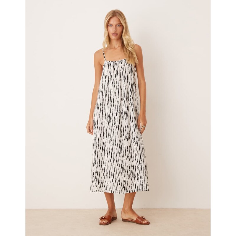 JDY strappy midi dress in white abstract print 108098489