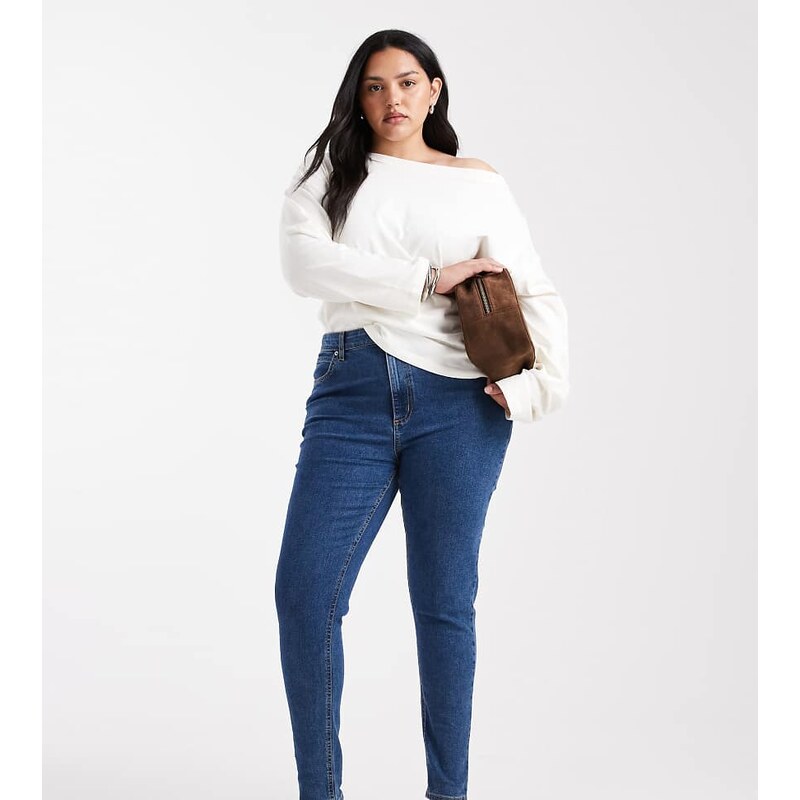 ASOS Curve ASOS DESIGN Curve skinny jeans in mid blue