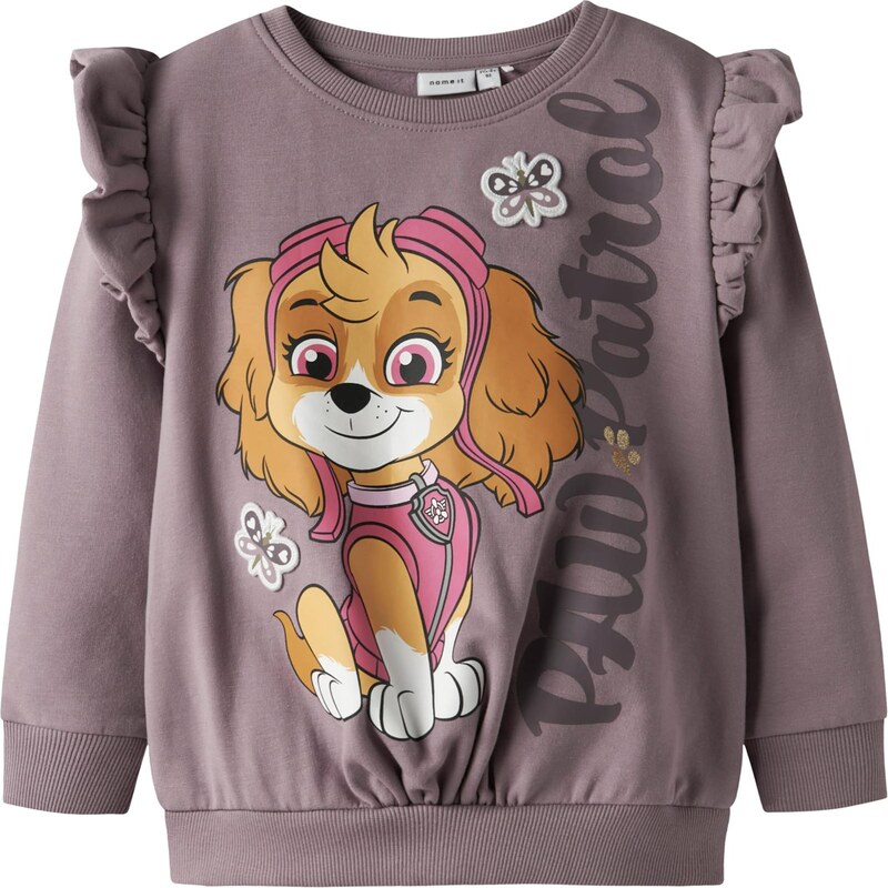 NAME IT Mikina NMFSanna Paw koňaková / bledě fialová / pink /