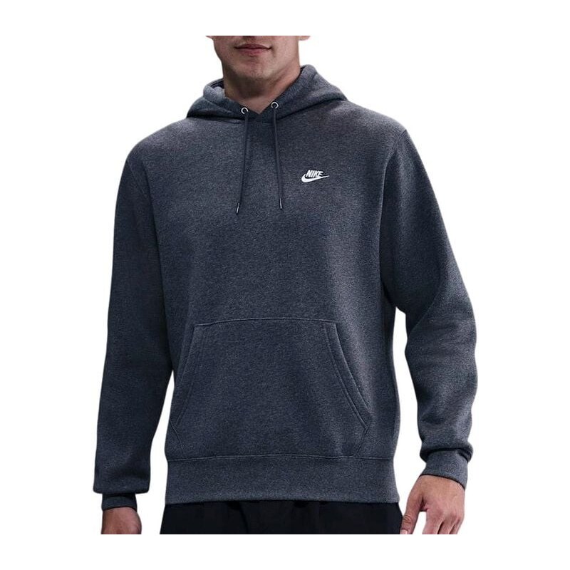 Nike Club Mens Pullover Fleece Hoodie CHARCOAL HEATHR/IRON GREY