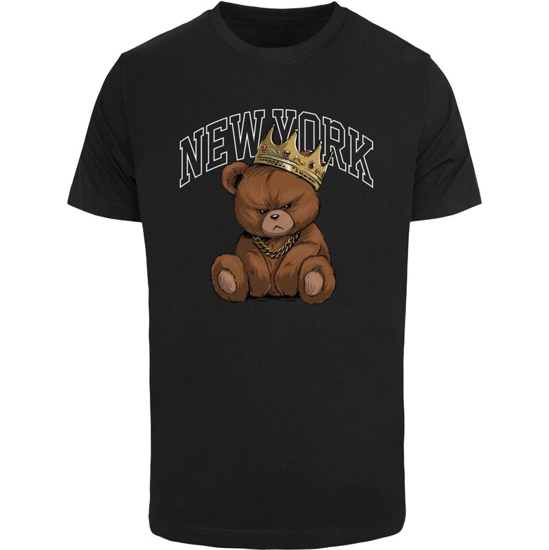 Mister Tee Tričko NY Crowned Bear hnědá / černá / bílá