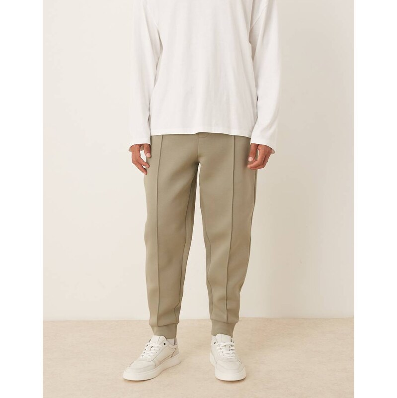 ASOS DESIGN heavyweight tapered joggers in scuba-style fabric