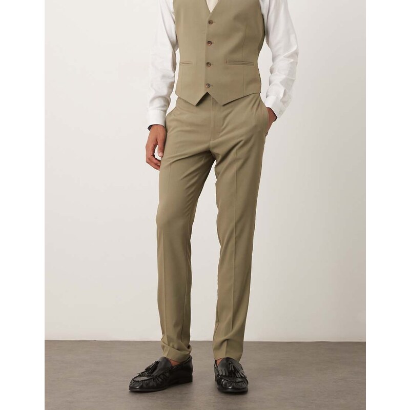 ASOS DESIGN skinny suit trousers in khaki-Green