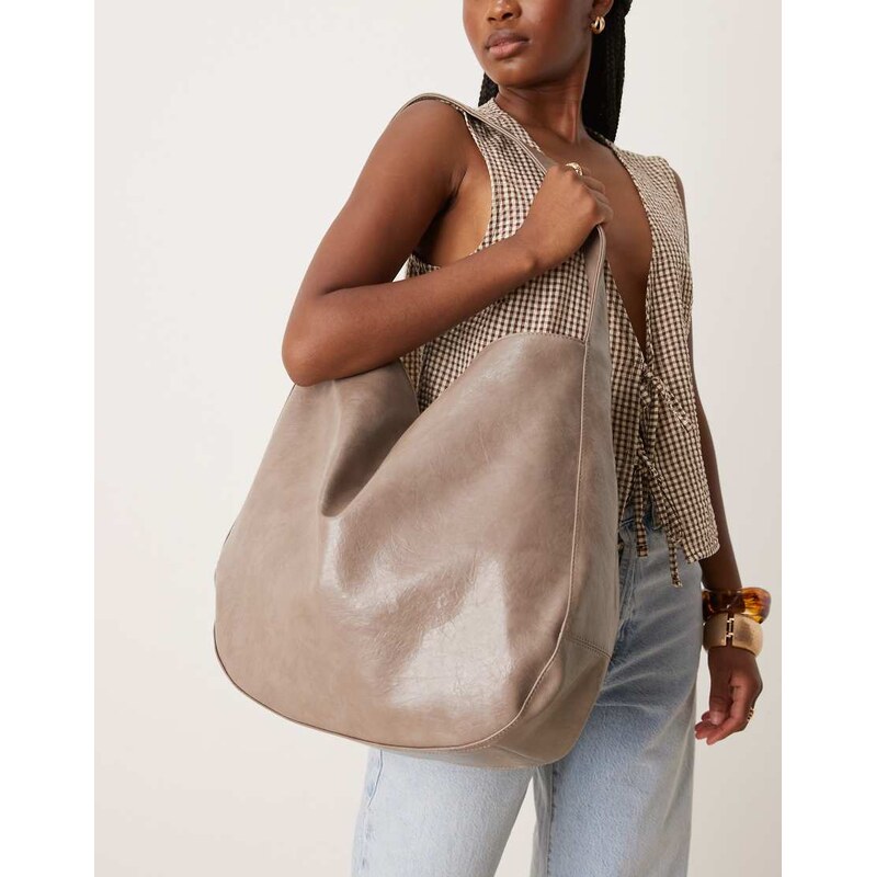 ASOS DESIGN scoop tote bag in grey-No colour 108098737