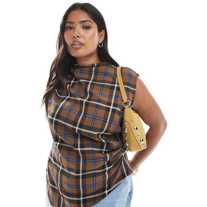 ASOS Curve ASOS DESIGN Curve high neck ruched detail sleeveless top in 110368857
