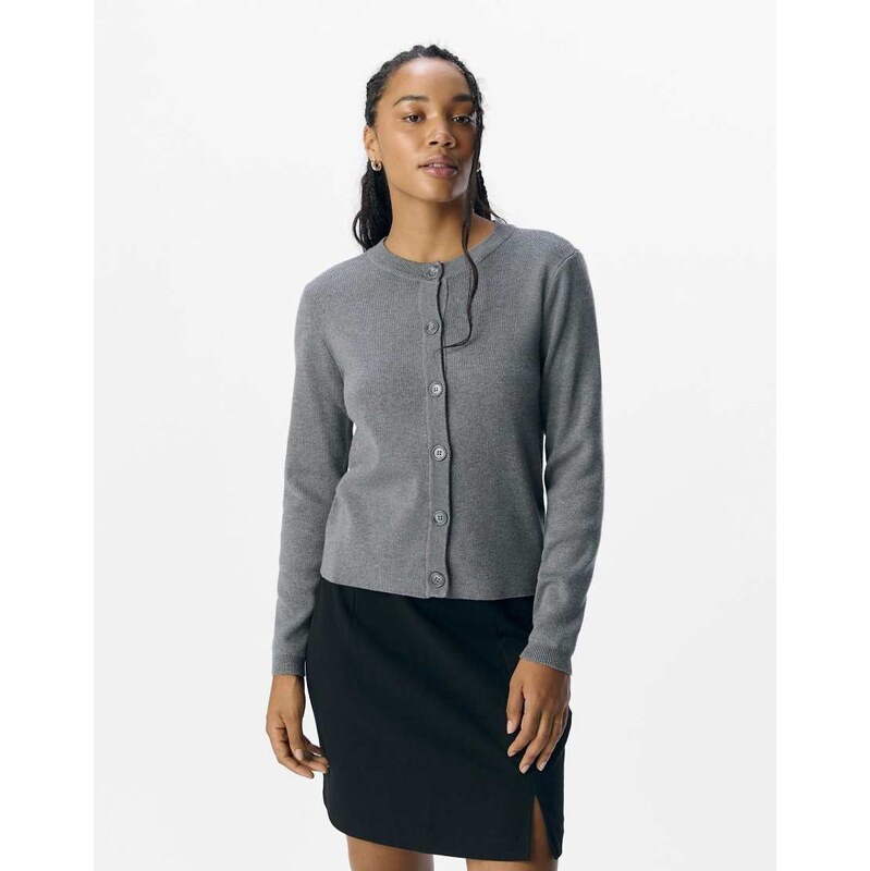 Object Knitted cardigan in medium grey melange 115516373