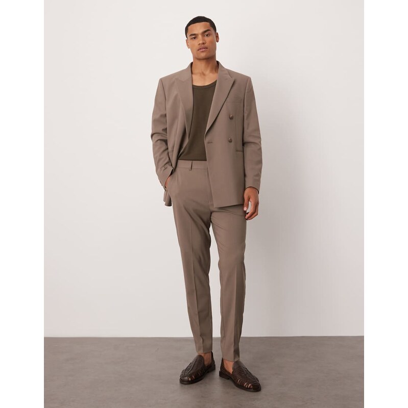 ASOS DESIGN tapered suit trousers in taupe brown