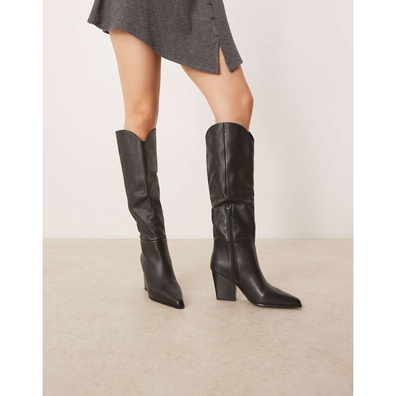 ALDO Kaely western detail knee high boots in leather black-Brown 108114849