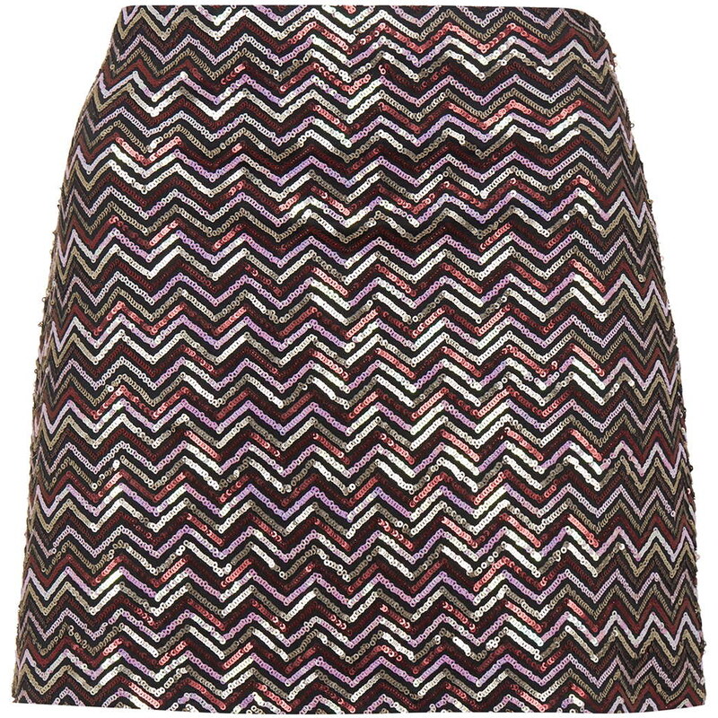 Topshop PETITE Zig-Zag Sequin Skirt