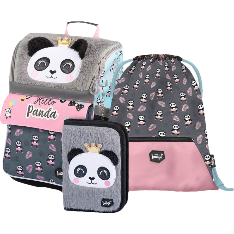 BAAGL SET 3 Zippy Panda: aktovka, penál, sáček