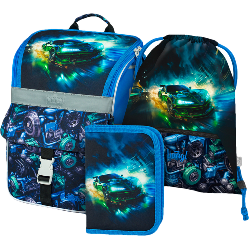 BAAGL 3 SET Zippy Závodní auto: aktovka, penál, sáček