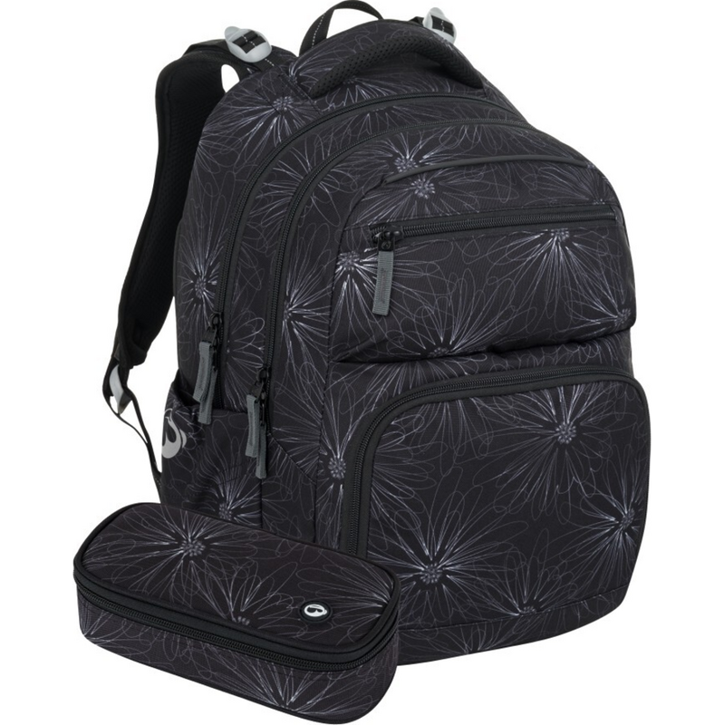 Bagmaster ZIPSTER 25 A studentský set – černý s bílými květy