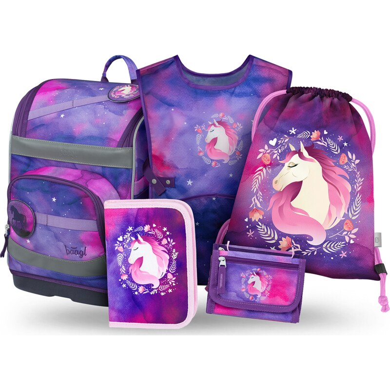 BAAGL SET 5 Zippy Plus Kůň: aktovka, penál, sáček, zástěra,