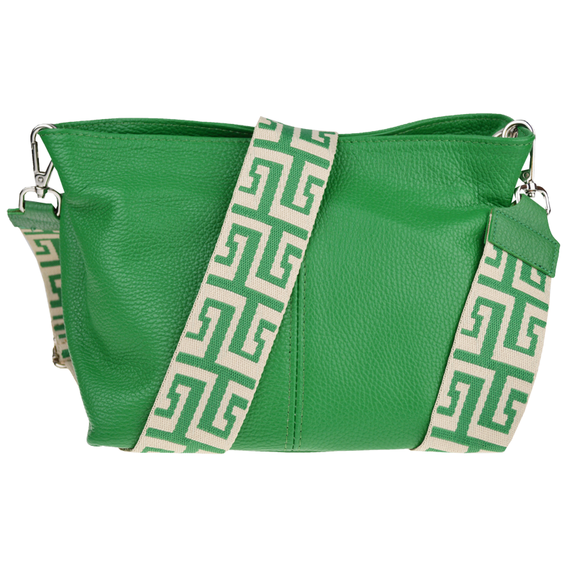Zelená kožená italská crossbody kabelka Batilda Verde s