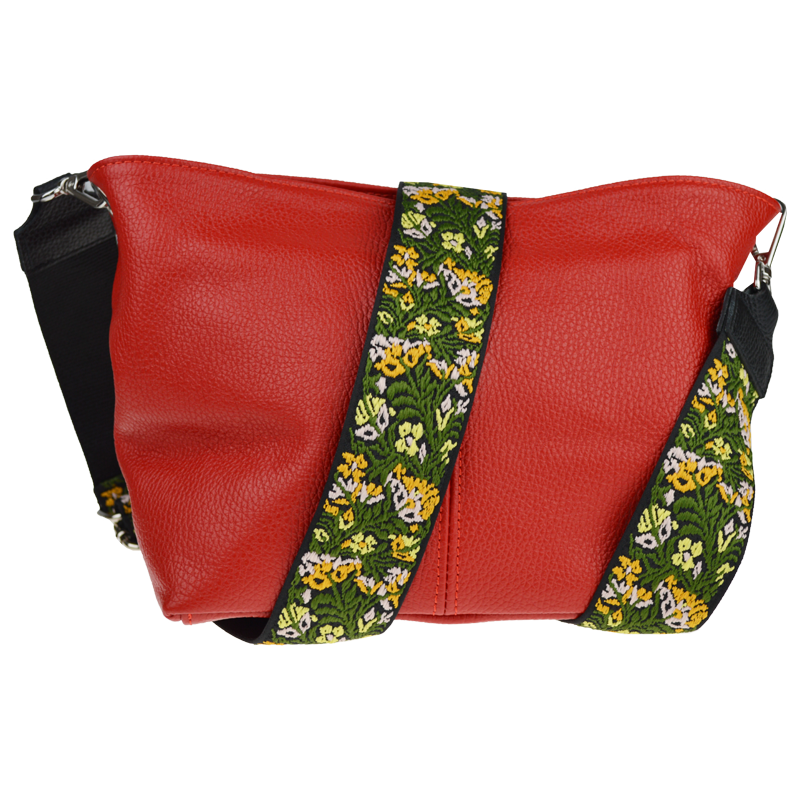 Červená kožená italská crossbody kabelka Batilda Rosso s