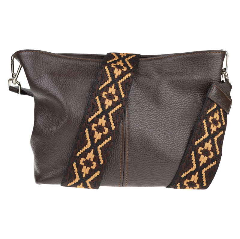 Cafe kožená italská crossbody kabelka Batilda Cafe s přídavným