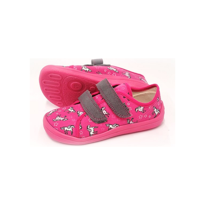 Dětské barefootové plátěné boty BEDA BFN 170040/TEX/W Unicorn