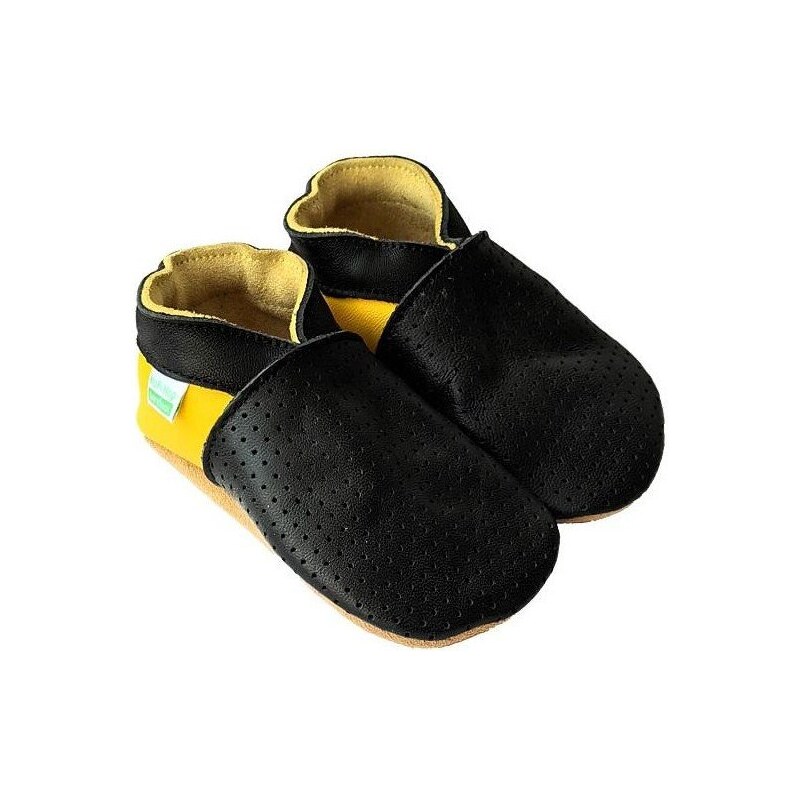 Hopi hop kožené barefoot capáčky děrované Černo-žluté