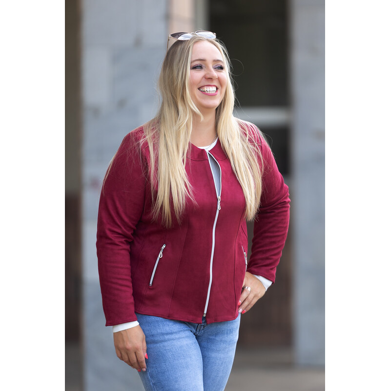 ANNA Semišová bunda RIVER Barva: Vínová, Velikost: 46