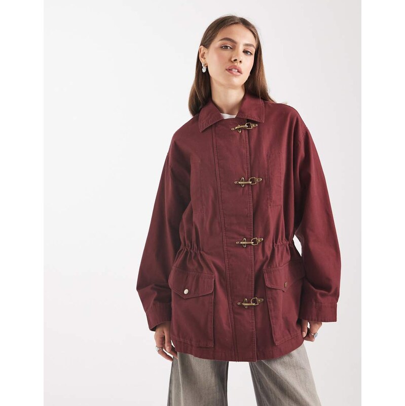 ASOS DESIGN cotton four pocket parka with trim detail in