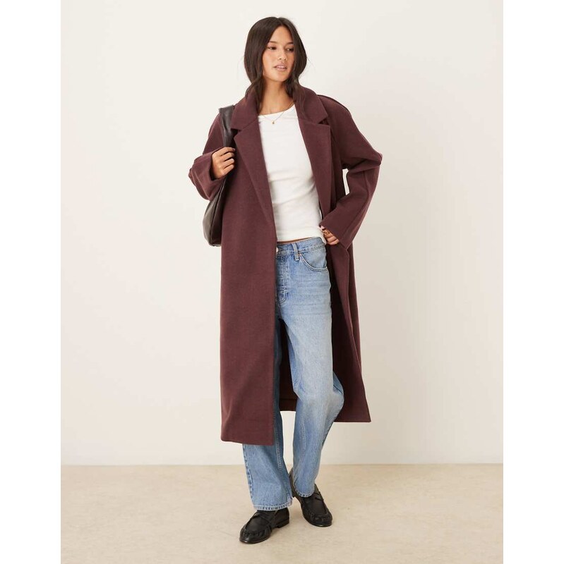 ASOS DESIGN chuck on overcoat in plum-Neutral