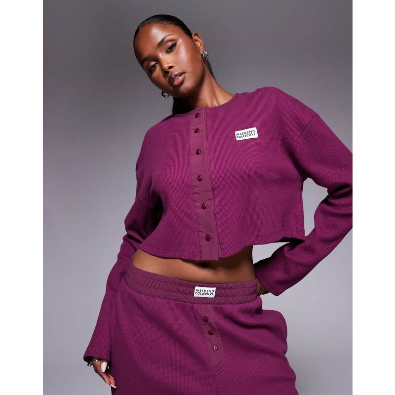 ASOS Weekend Collective Weekend Collective co-ord waffle button top 108123089