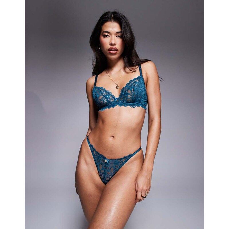 Boux Avenue Heidi co-ord plunge bra in teal-Blue 108115967