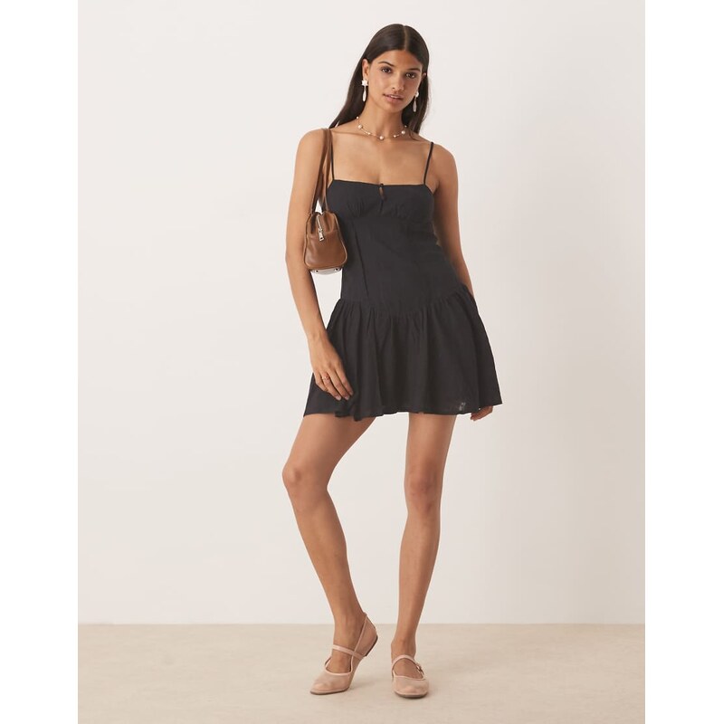 Kiss The Sky cami mini dress in textured black check 114939285