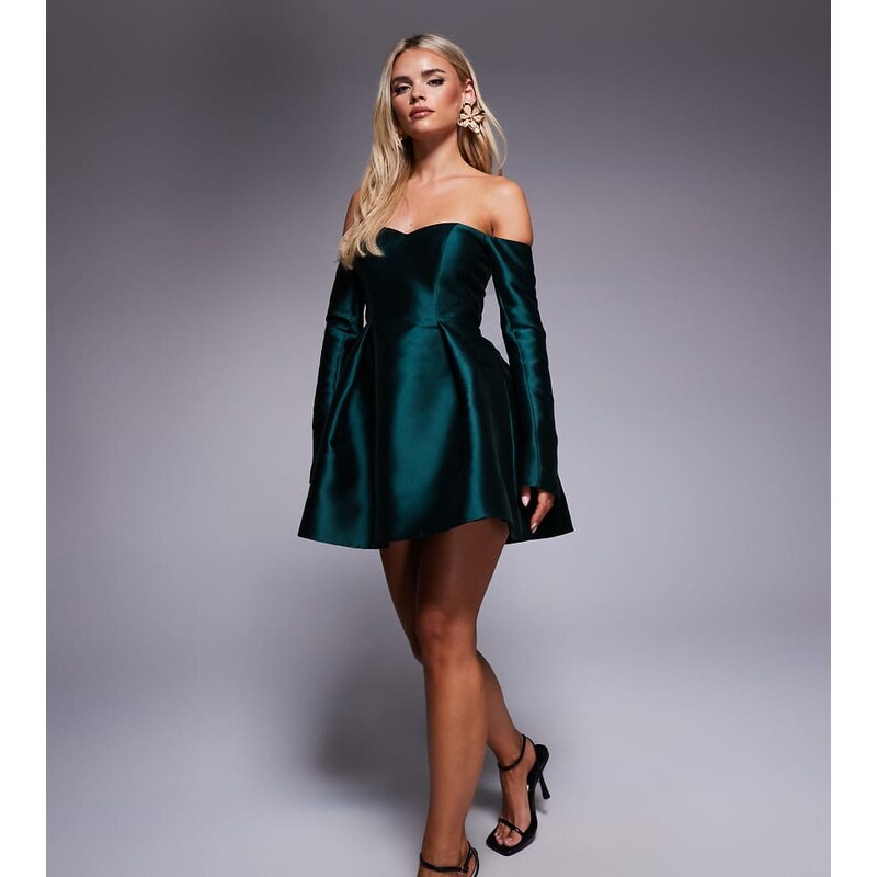 Forever New Petite structured mini dress in green moss