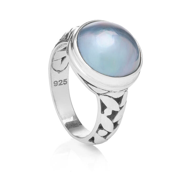 Buka Jewelry Perlový prsten Manui modrý