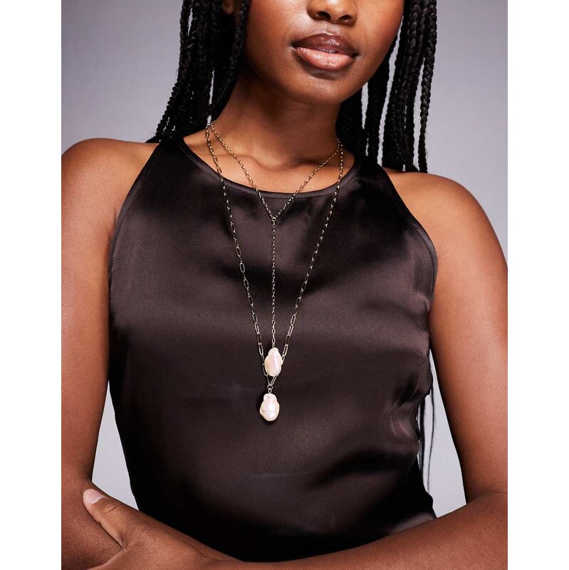 ALDO miia statement pearl lariat necklace in gold 108123032