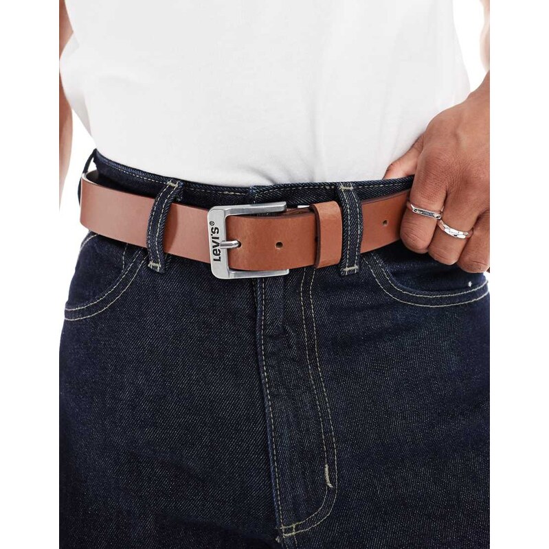 Levis leather logo buckle belt in brown