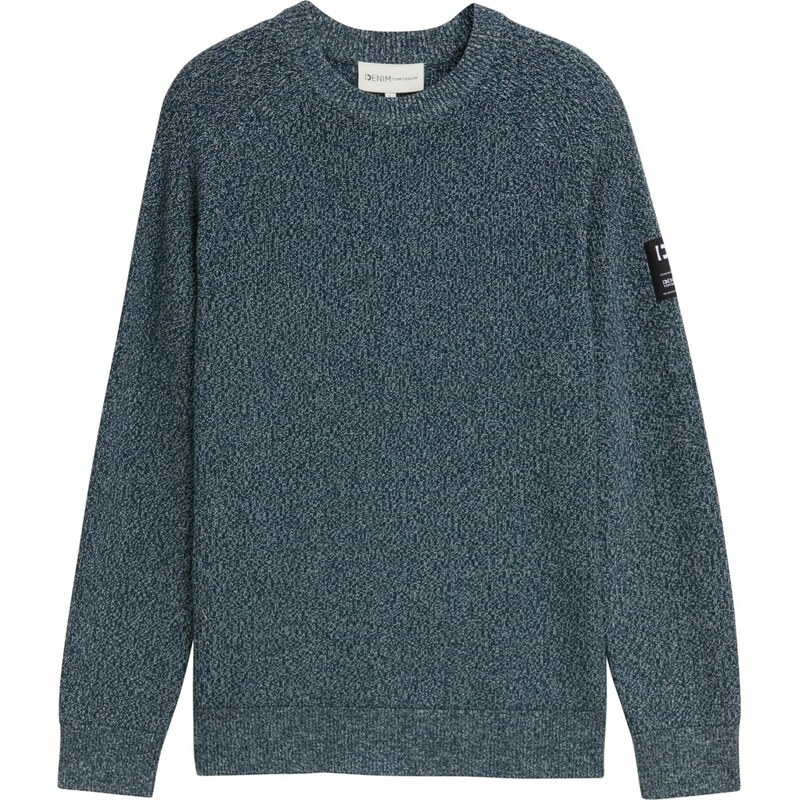 TOM TAILOR DENIM Svetr antracitová / petrolejová / bílá