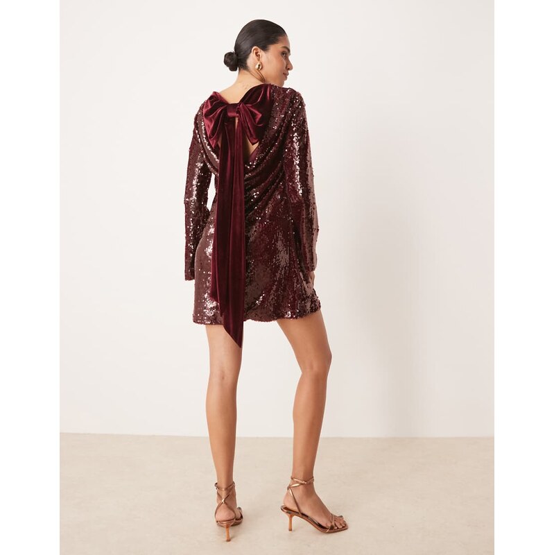 Pretty Lavish embellished detachable bow back mini dress in