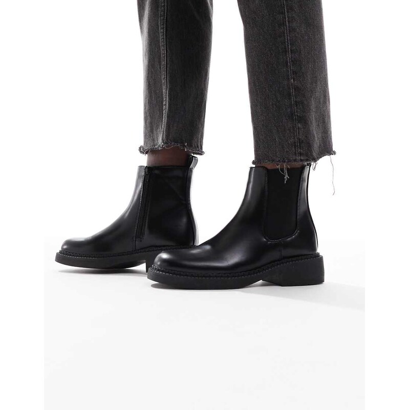 New Look square toe chelsea boot in black