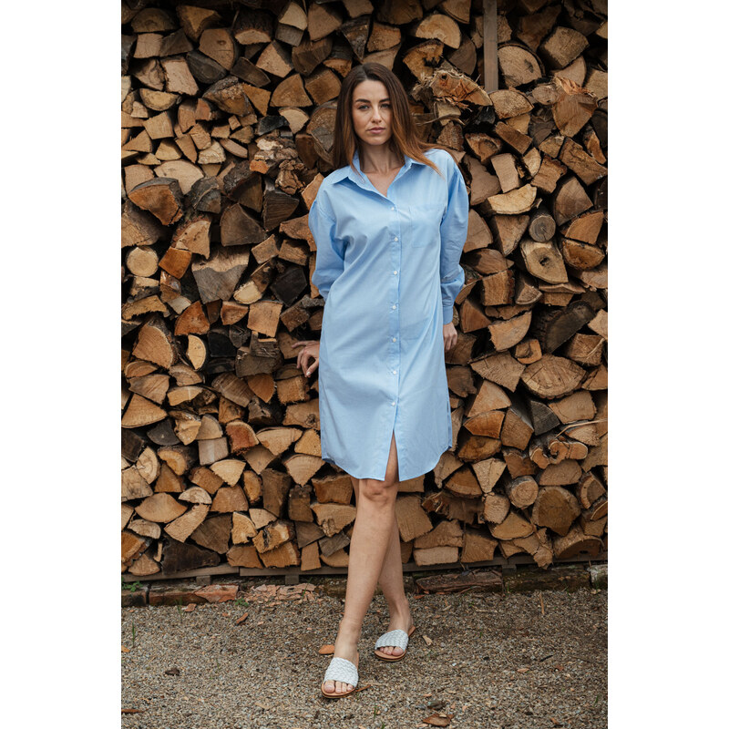 youngprimitive - Šaty & sukně Grace - sky blue stripe poplin 108119705