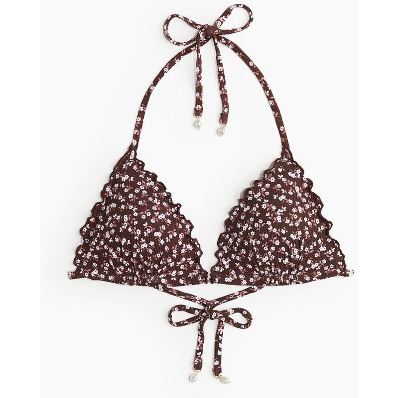 H&M - Bikinová push-upkas trojúhelníkovými košíčky - hnědá 108127633