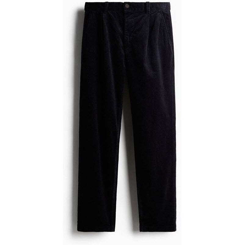 H&M - Manšestrové kalhoty Regular Fit - Námořnická Modř