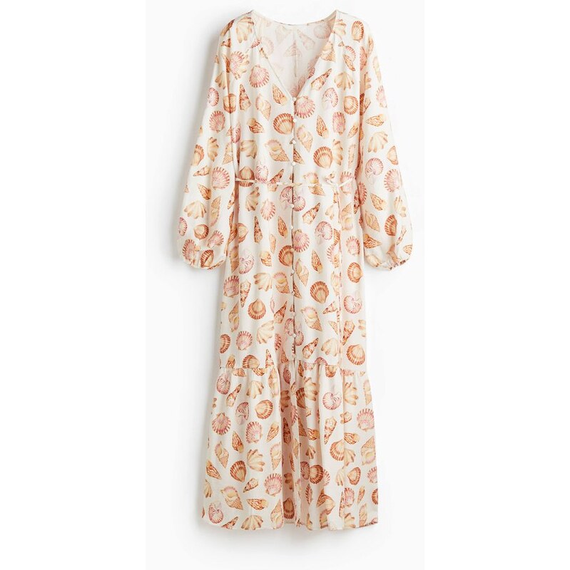 H&M - Krepové šatys vázacím páskem - bílá 108128866