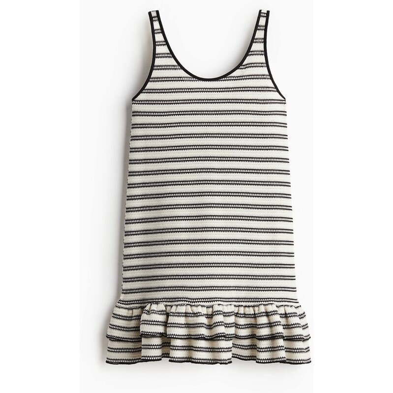 H&M - Pletené šatys volánky - béžová 108128920