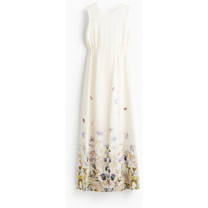H&M - MAMA Dlouhé šatys mašlí na zádech - Bílá/Květiny