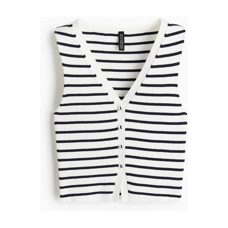 H&M - Pletená propínací vesta - bílá 108129005