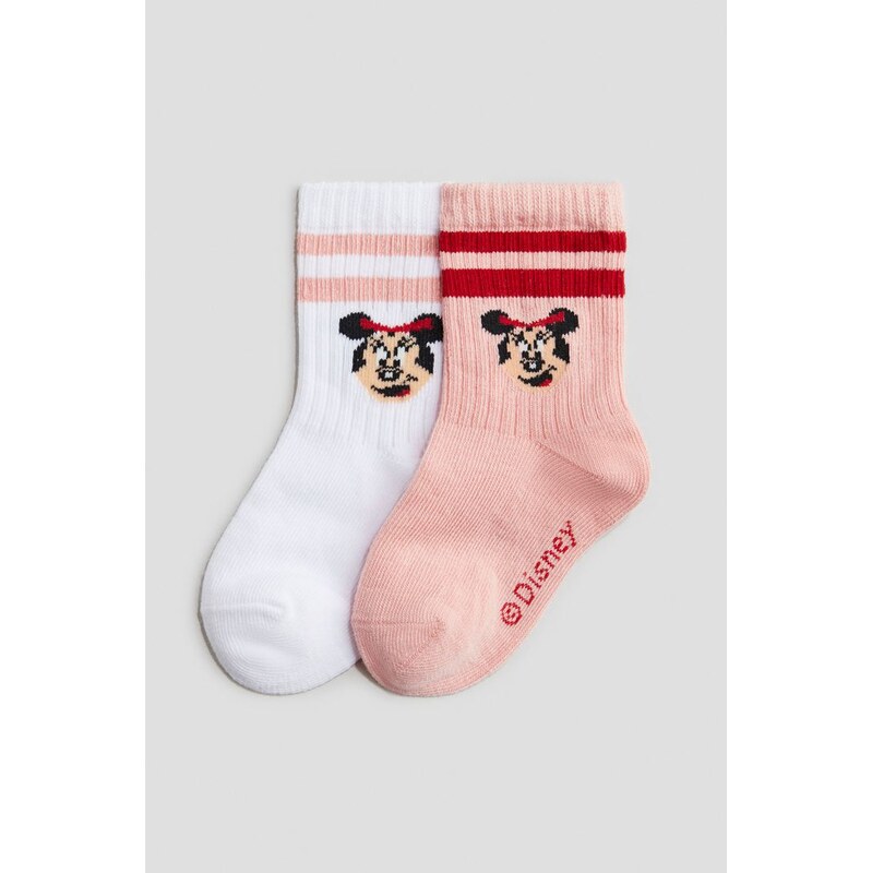 H&M - Ponožkys intarzií 2 páry - růžová 108129067