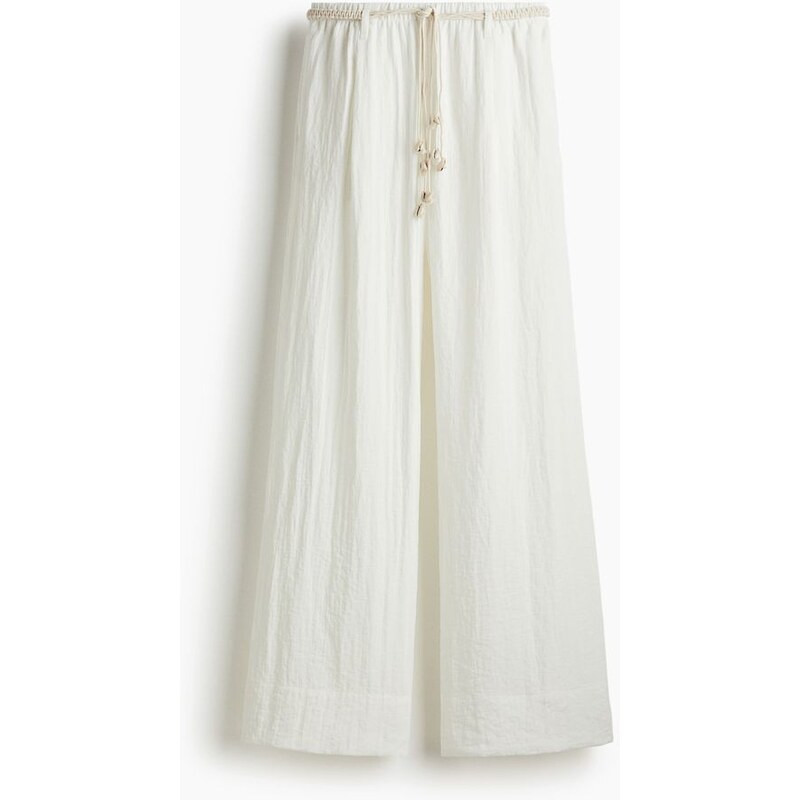 H&M - Kalhotys drhaným páskem - bílá 108129059