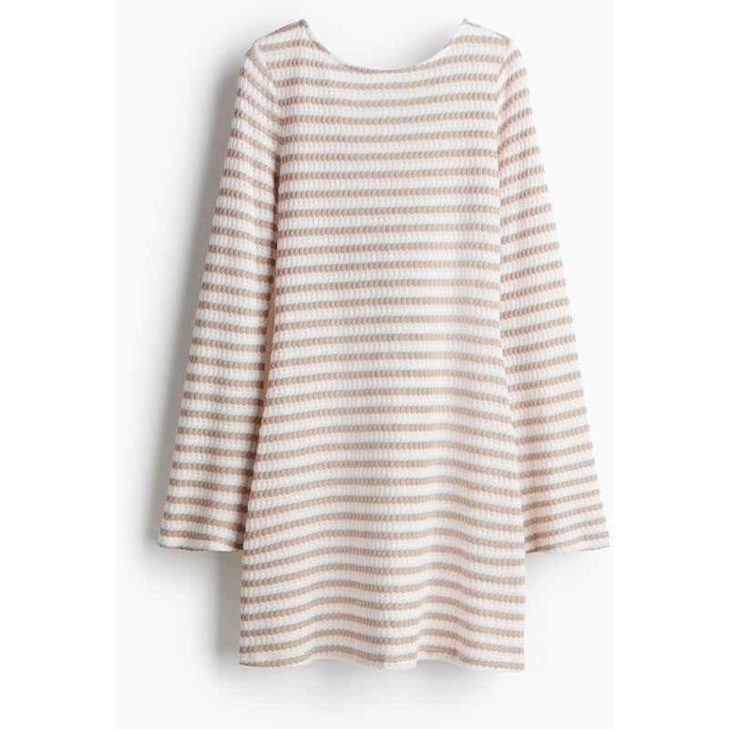 H&M - Plážové šaty se zadním zavazováním - Béžová/Proužky