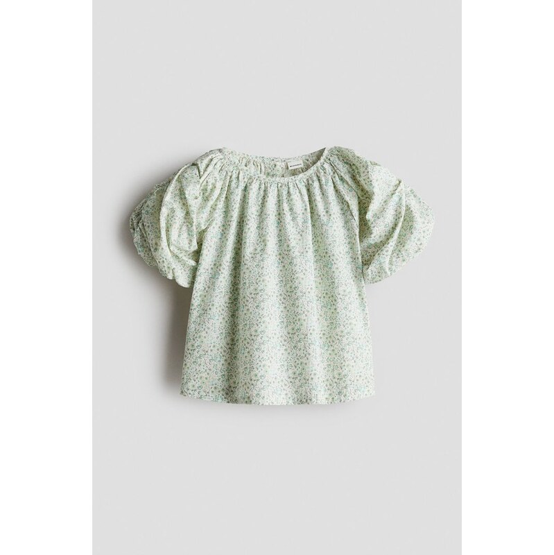 H&M - Bavlněná halenka - Green/Floral